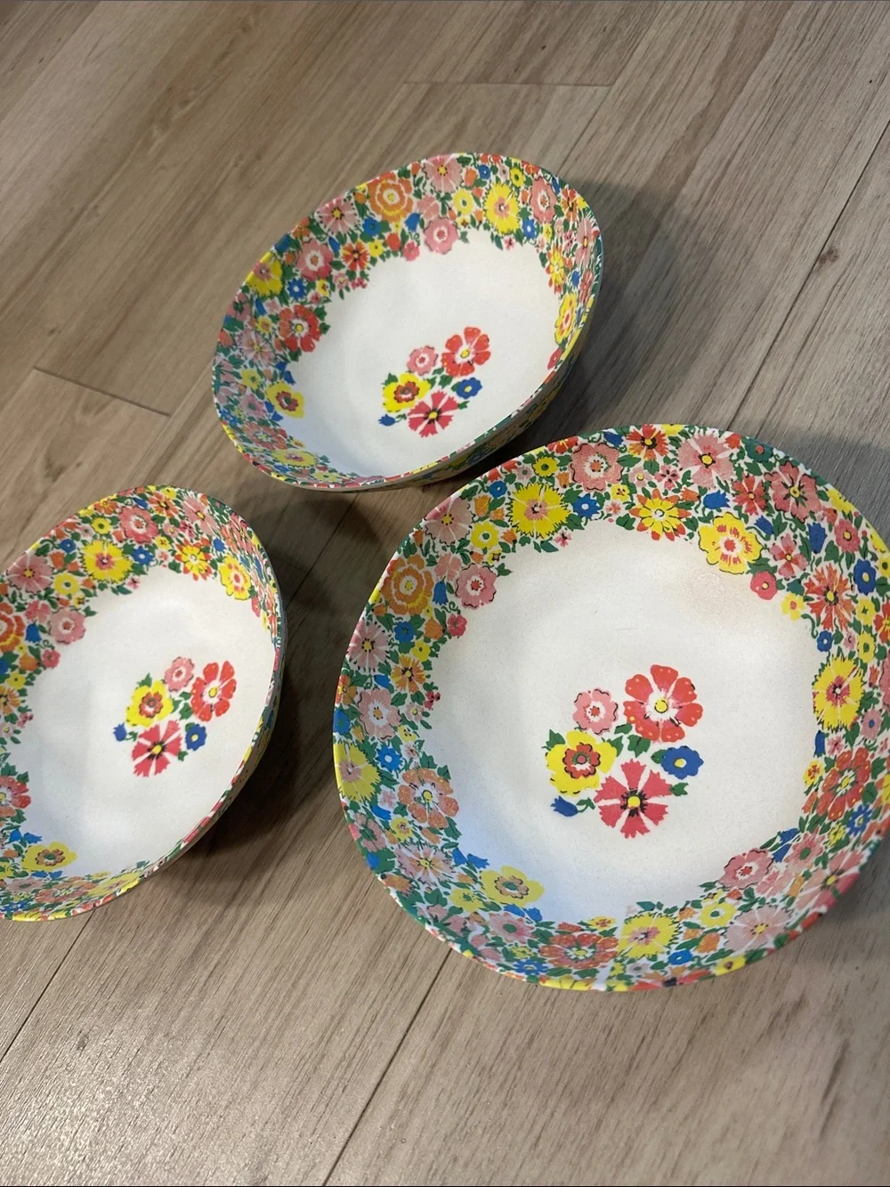 Anthropologie Sarah Campbell Bamboo Melamine Bowls - Set of 3